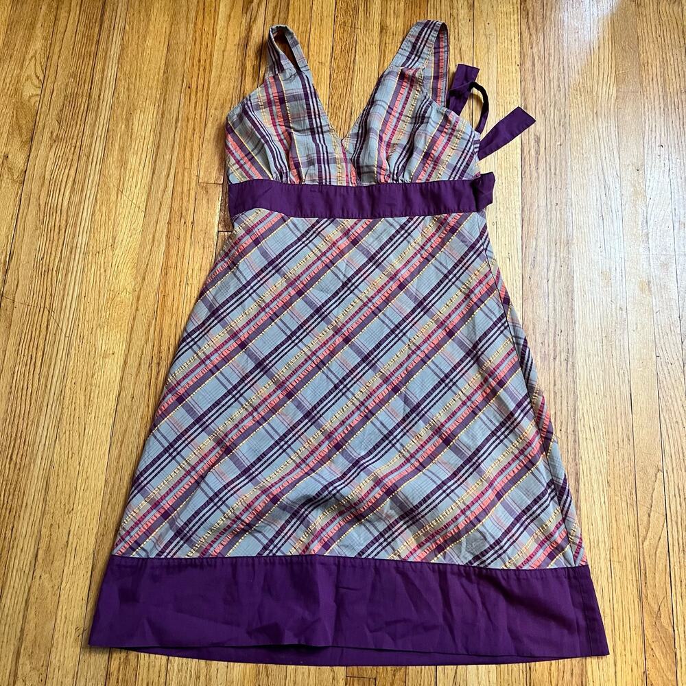 Patagonia Dress Womens 10 Mini Plaid Seersucker Netty *